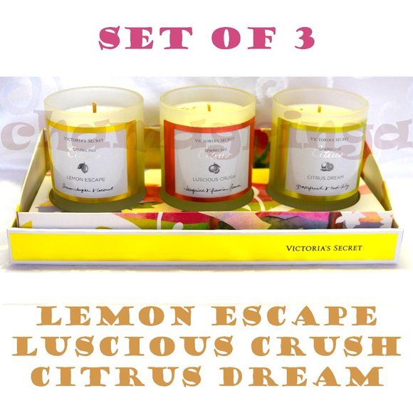 Victoria's Secret Limited Edition SPARKLING CITRUS 3 Scented Candles GIFT SET - Picture 1 of 2